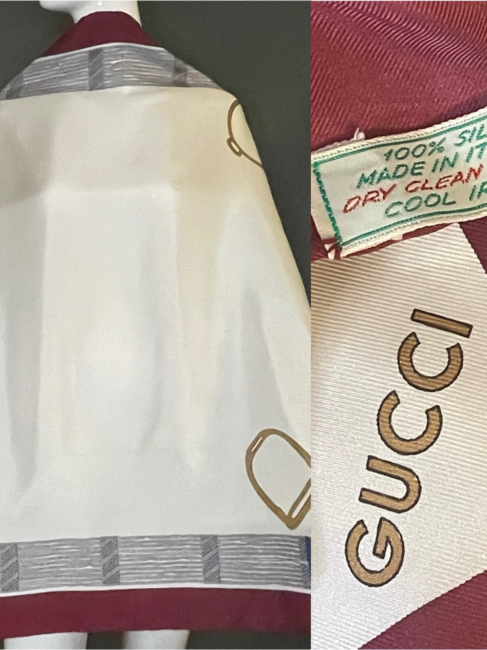 Vintage Gucci Equestrian Scarf Silk 34 In Very Good Condition